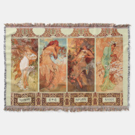 Alphonse Mucha art nouveau för fyra säsonger Filt