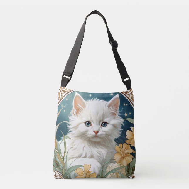 Alphonse Mucha Art nouveau Kitten Axelväska (Framsida)