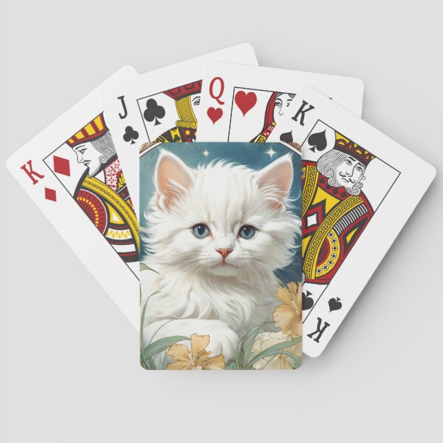 Alphonse Mucha Art nouveau Kitten Casinokort (Baksidan)