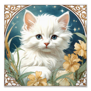 Alphonse Mucha Art nouveau Kitten Fototryck