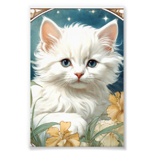 Alphonse Mucha Art nouveau Kitten Fototryck