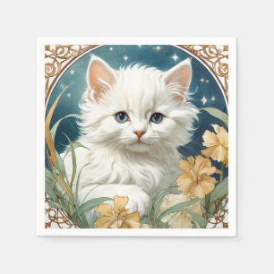 Alphonse Mucha Art nouveau Kitten Pappersservett