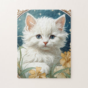 Alphonse Mucha Art nouveau Kitten Pussel