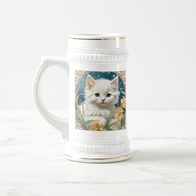 Alphonse Mucha Art nouveau Kitten Sejdel (Vänster)