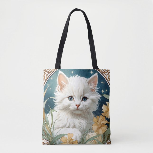 Alphonse Mucha Art nouveau Kitten Tygkasse (Framsida)