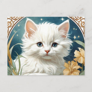 Alphonse Mucha Art nouveau Kitten Vykort
