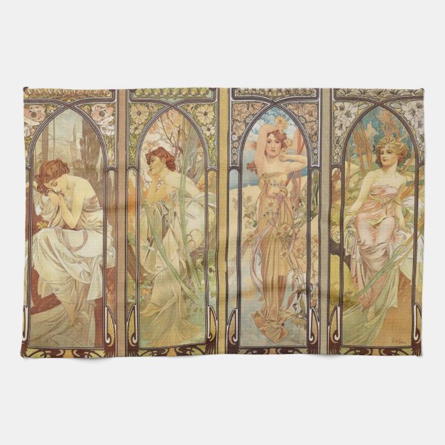 Alphonse Mucha - Art nouveau Master Kökshandduk (Horisontell)