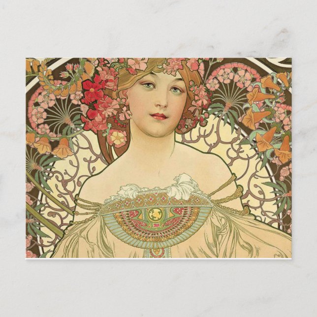 Alphonse Mucha - Art nouveau Master Vykort (Framsida)