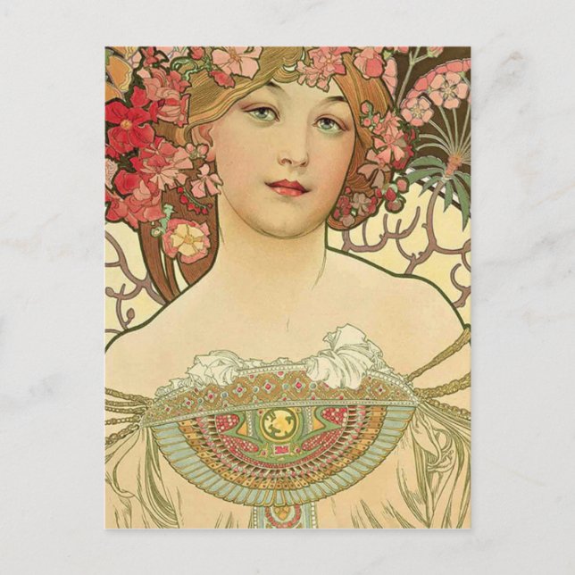 Alphonse Mucha - Art nouveau Master Vykort (Framsida)