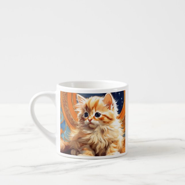 Alphonse Mucha Art nouveau Orange Cat Espressomugg (Vänster)