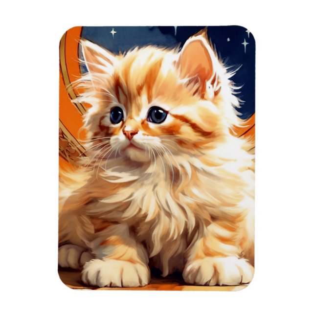 Alphonse Mucha Art nouveau Orange Cat Magnet (Vertikal)