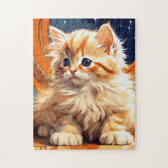 Alphonse Mucha Art nouveau Orange Cat Pussel (Vertikal)