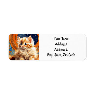 Alphonse Mucha Art nouveau Orange Cat Returadress Etikett
