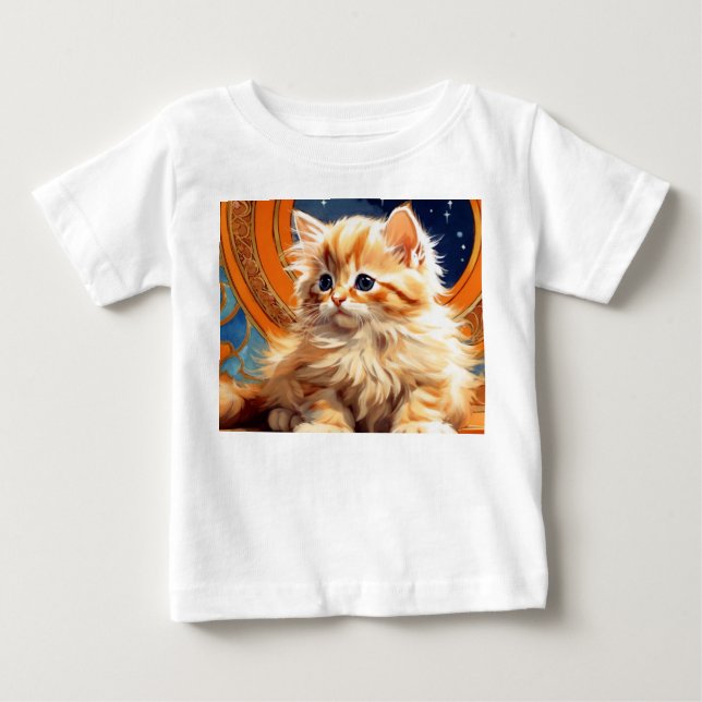 Alphonse Mucha Art nouveau Orange Cat T Shirt (Framsida)