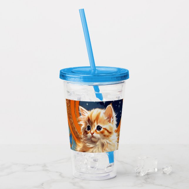Alphonse Mucha Art nouveau Orange Cat Take Away Mugg (Framsida Ice)