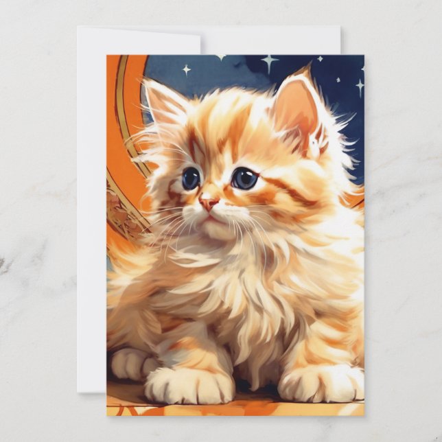 Alphonse Mucha Art Nouveau Orange katt Inbjudningar (Framsida)