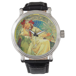 Alphonse Mucha Art nouveau Princess Hyacinth Armbandsur