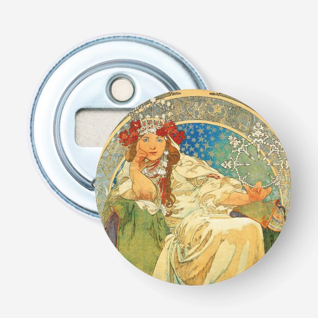 Alphonse Mucha Art nouveau Princess Hyacinth Flasköppnare (Framsidan)