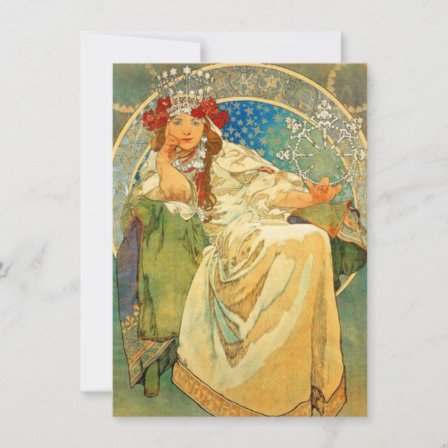 Alphonse Mucha Art nouveau Princess Hyacinth Inbjudningar (Framsida)