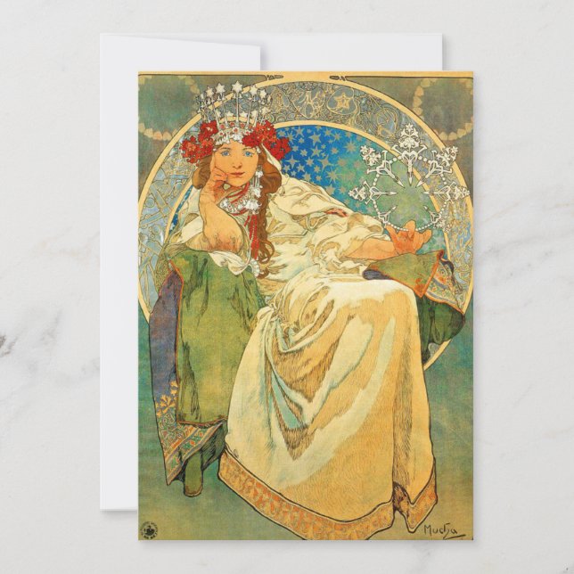 Alphonse Mucha Art nouveau Princess Hyacinth Inbjudningar (Framsida)