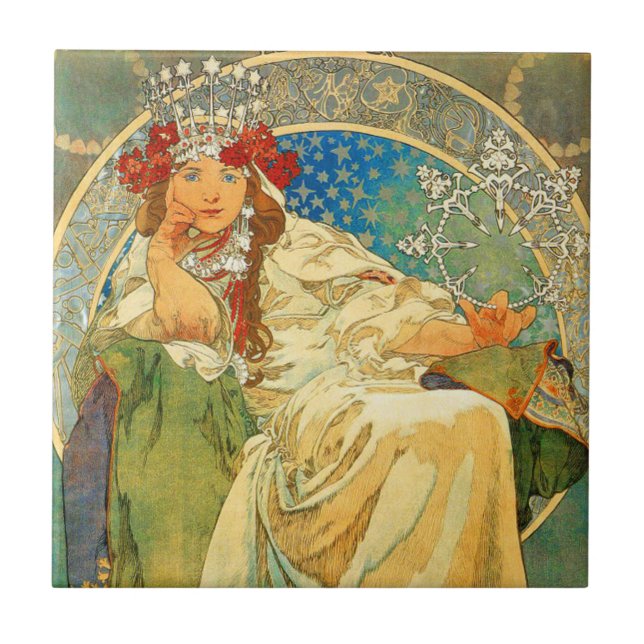 Alphonse Mucha Art nouveau Princess Hyacinth Kakelplatta (Framsidan)
