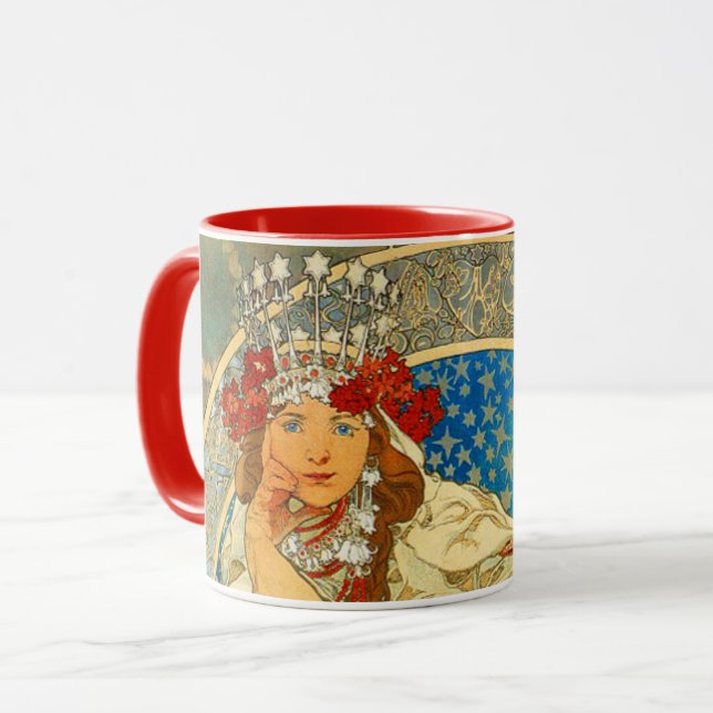 Alphonse Mucha Art nouveau Princess Hyacinth Mugg (Framsida vänster)