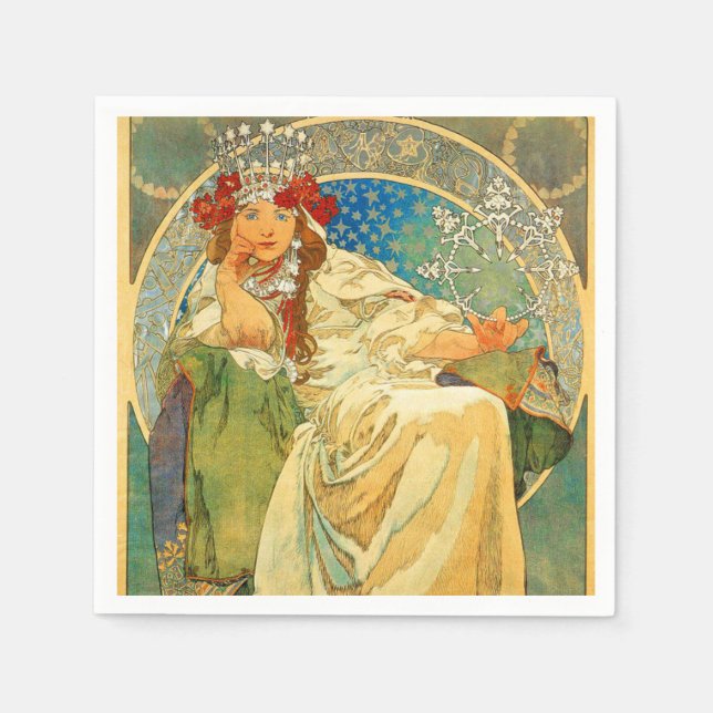 Alphonse Mucha Art nouveau Princess Hyacinth Pappersservett (Framsidan)