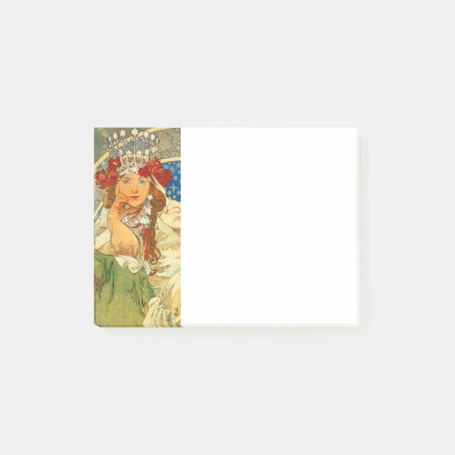Alphonse Mucha Art nouveau Princess Hyacinth Post-it Block (Framsida)