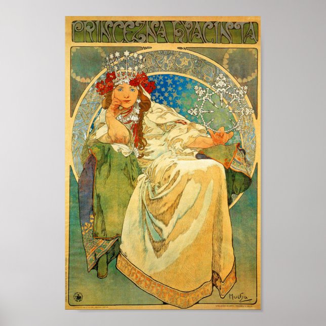 Alphonse Mucha Art nouveau Princess Hyacinth Poster (Framsidan)