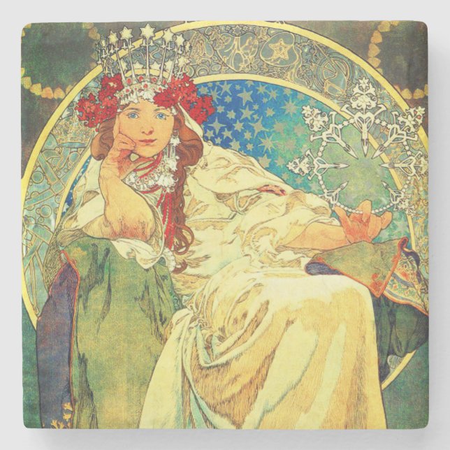 Alphonse Mucha Art nouveau Princess Hyacinth Stenunderlägg (Framsidan)