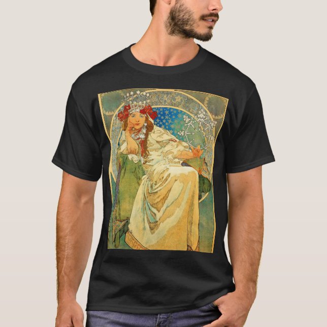 Alphonse Mucha Art nouveau Princess Hyacinth T Shirt (Framsida)