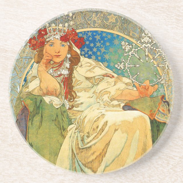 Alphonse Mucha Art nouveau Princess Hyacinth Underlägg (Framsidan)