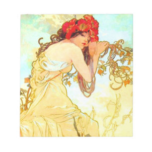 Alphonse Mucha Art nouveau Summer Anteckningsblock