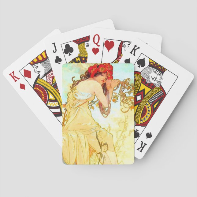 Alphonse Mucha Art nouveau Summer Casinokort (Baksidan)