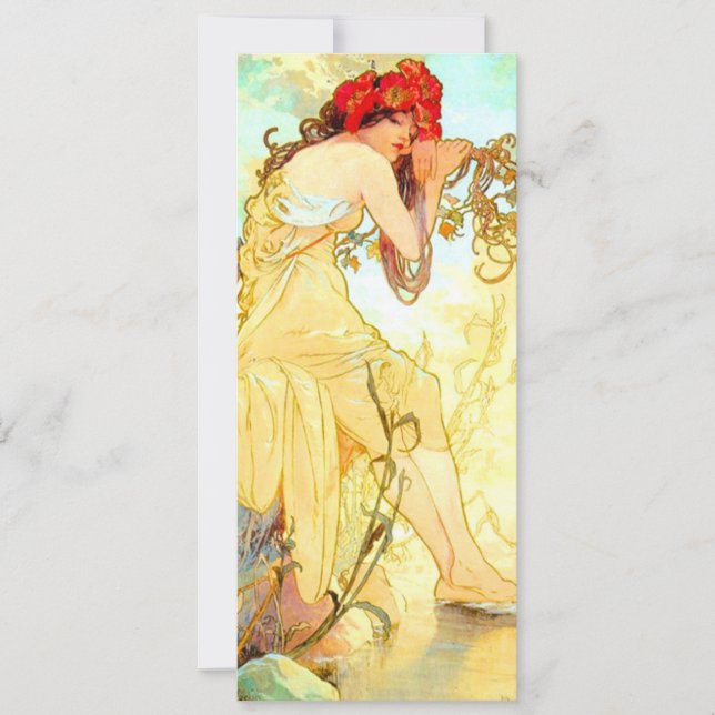 Alphonse Mucha Art nouveau Summer Inbjudningar (Framsida)