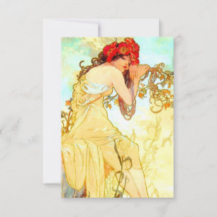 Alphonse Mucha Art nouveau Summer Inbjudningar