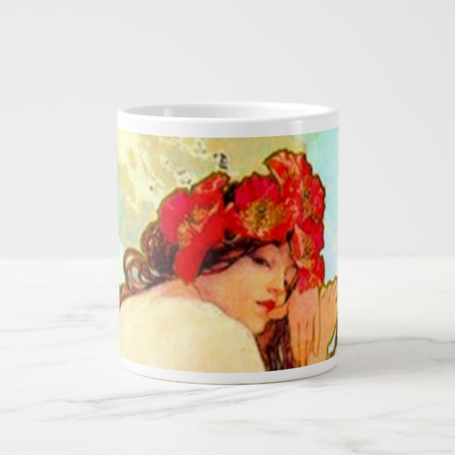 Alphonse Mucha Art nouveau Summer Jumbo Mugg (Framsidan)