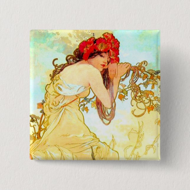 Alphonse Mucha Art nouveau Summer Knapp (Framsida)
