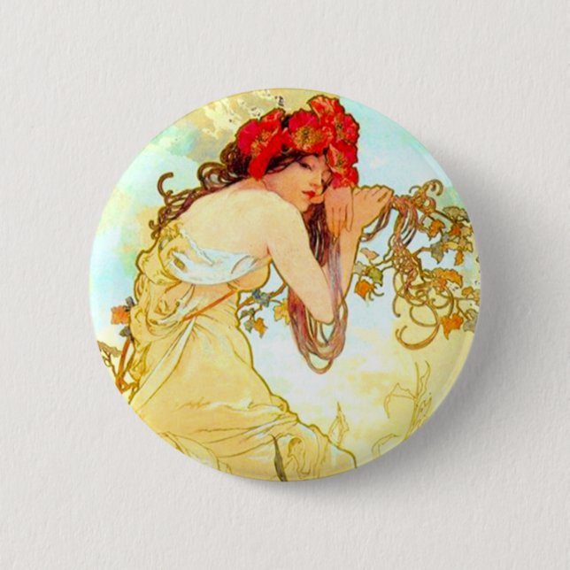 Alphonse Mucha Art nouveau Summer Knapp (Framsida)