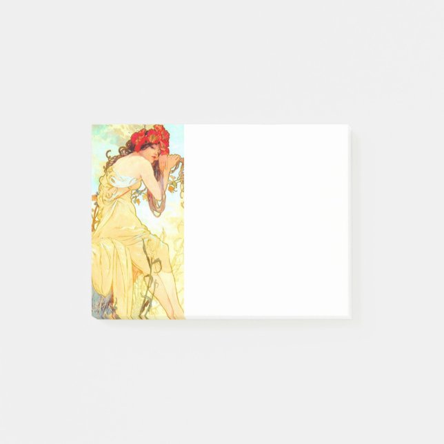 Alphonse Mucha Art nouveau Summer Post-it Block (Framsida)