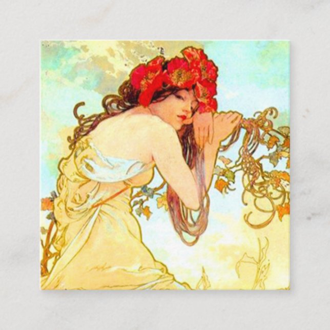 Alphonse Mucha Art nouveau Summer Tilläggskort (Framsida)