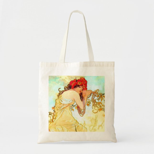 Alphonse Mucha Art nouveau Summer Tygkasse (Framsidan)