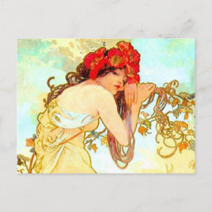 Alphonse Mucha Art nouveau Summer Vykort
