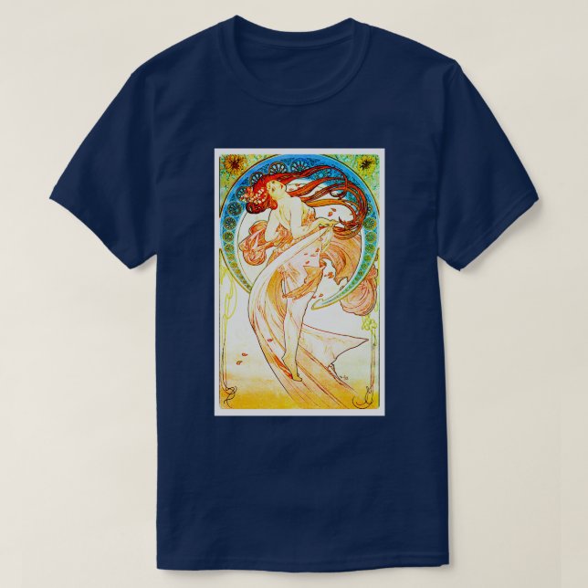 Alphonse Mucha Art nouveau T Shirt (Design framsida)