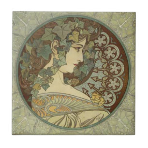 Alphonse Mucha Art nouveau Tiles Kakelplatta