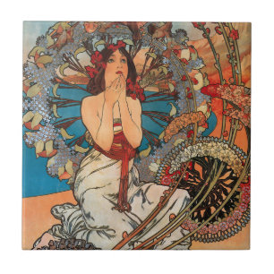 Alphonse Mucha Art nouveau Tiles Kakelplatta