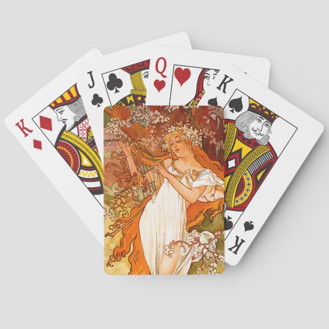 Alphonse Mucha Art nouveau Vår Casinokort (Baksidan)