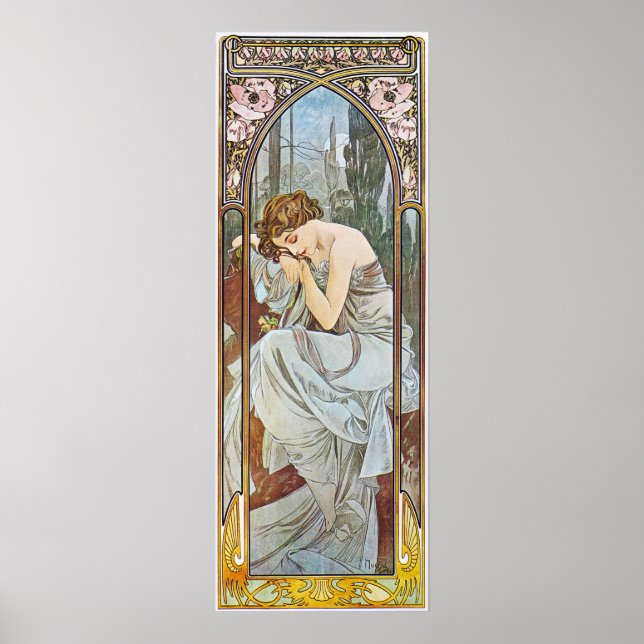 Alphonse Mucha Art nouveau vintage affisch (Framsidan)