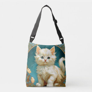 Alphonse Mucha Art nouveau White Cat Axelväska