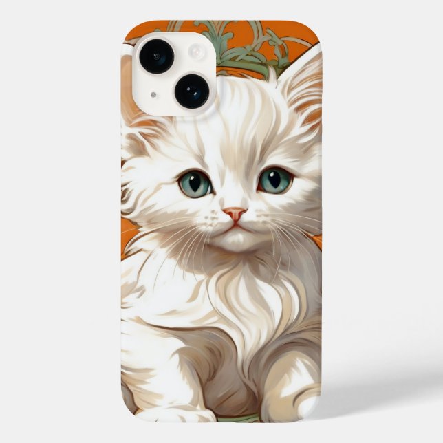 Alphonse Mucha Art nouveau White Kitten (Baksida)